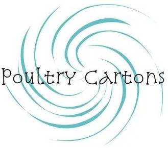 Logo with stylized blue swirls and the text "Poultry Cartons"