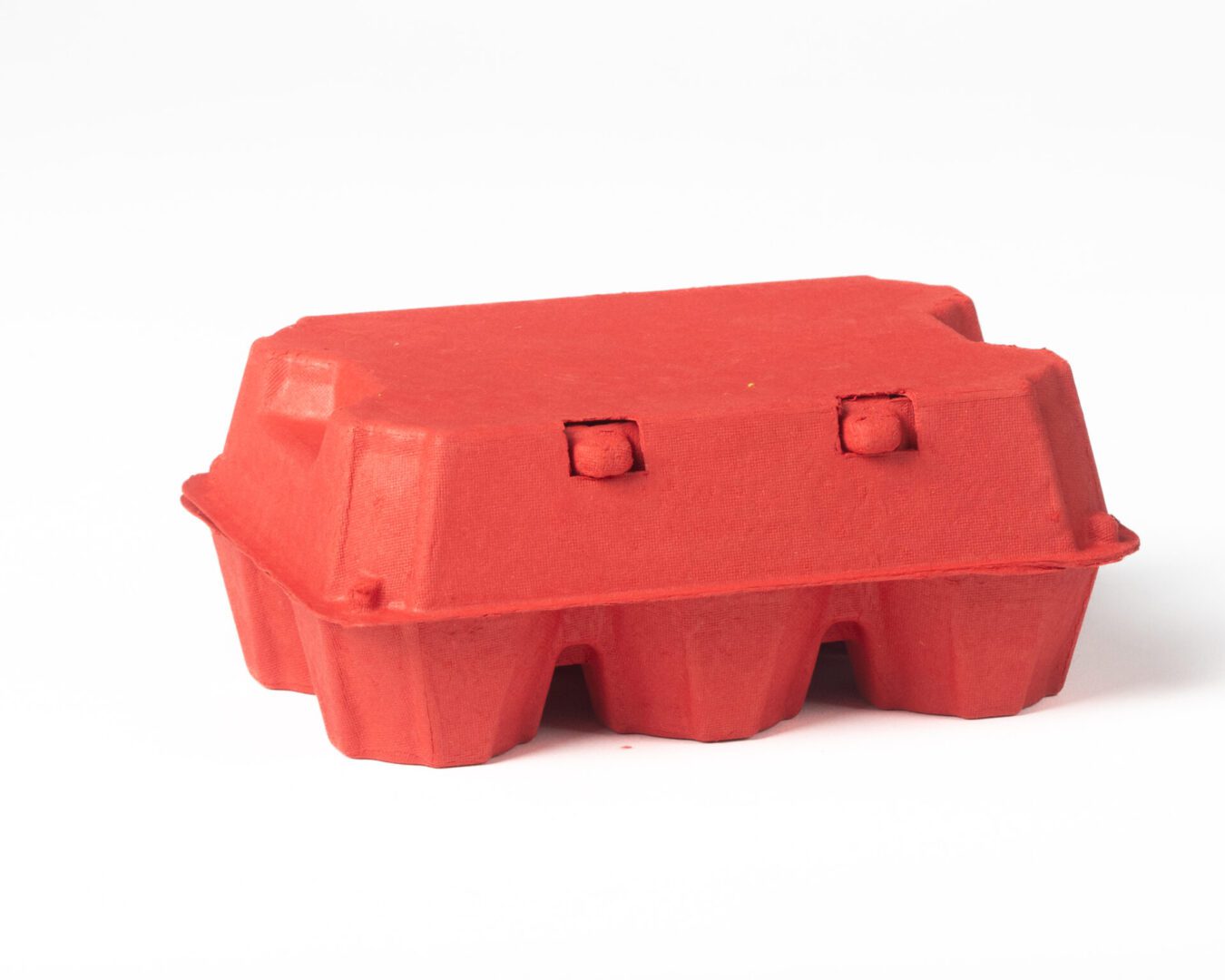 Closed red 6‑egg duck egg carton front view